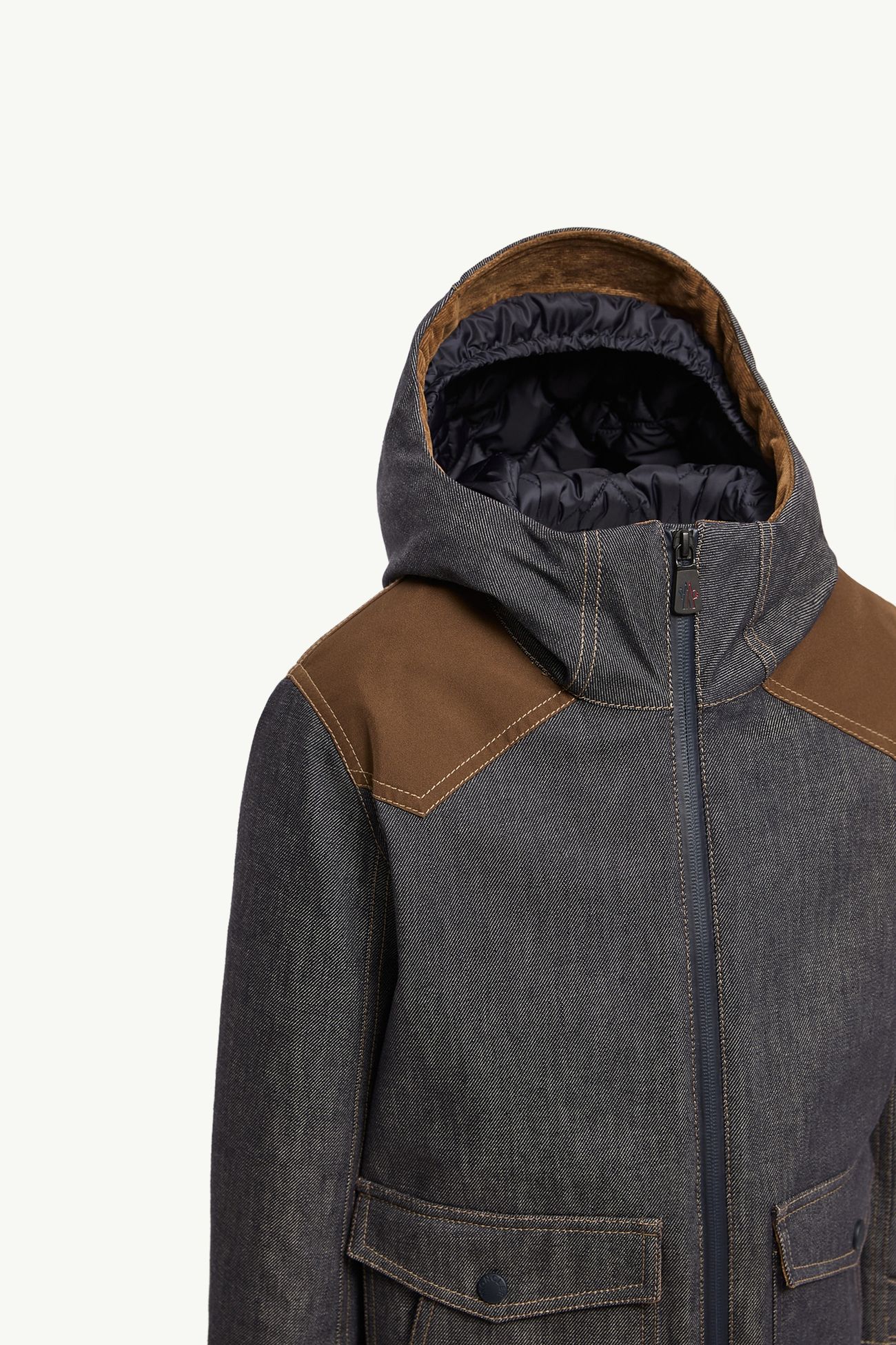 Langtang連帽牛仔布保暖滑雪外套 中性 牛仔藍色 Moncler 3