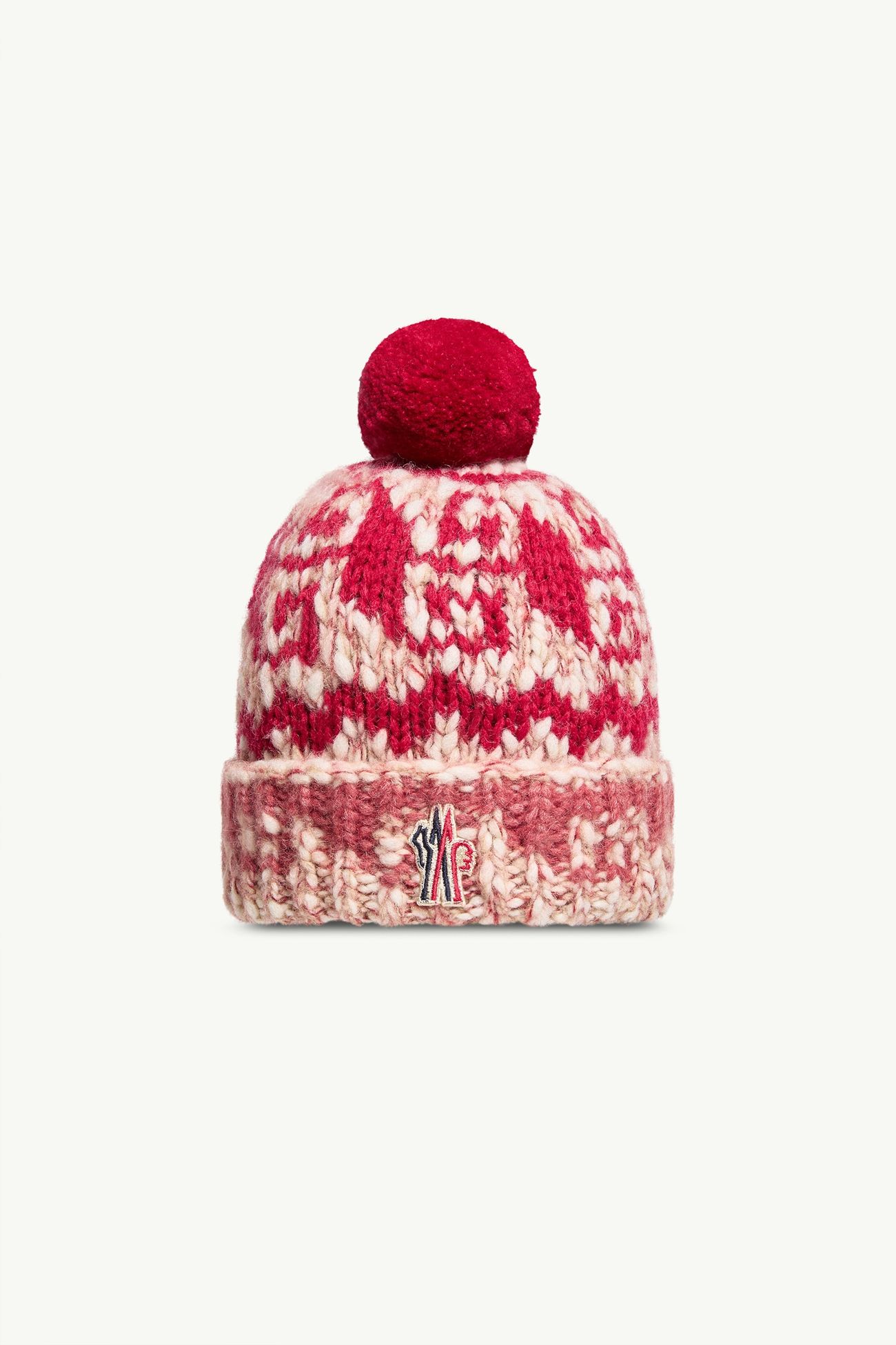 絨球裝飾羊駝毛羊毛混紡冷帽 中性 粉紅色和紅色 Moncler 0
