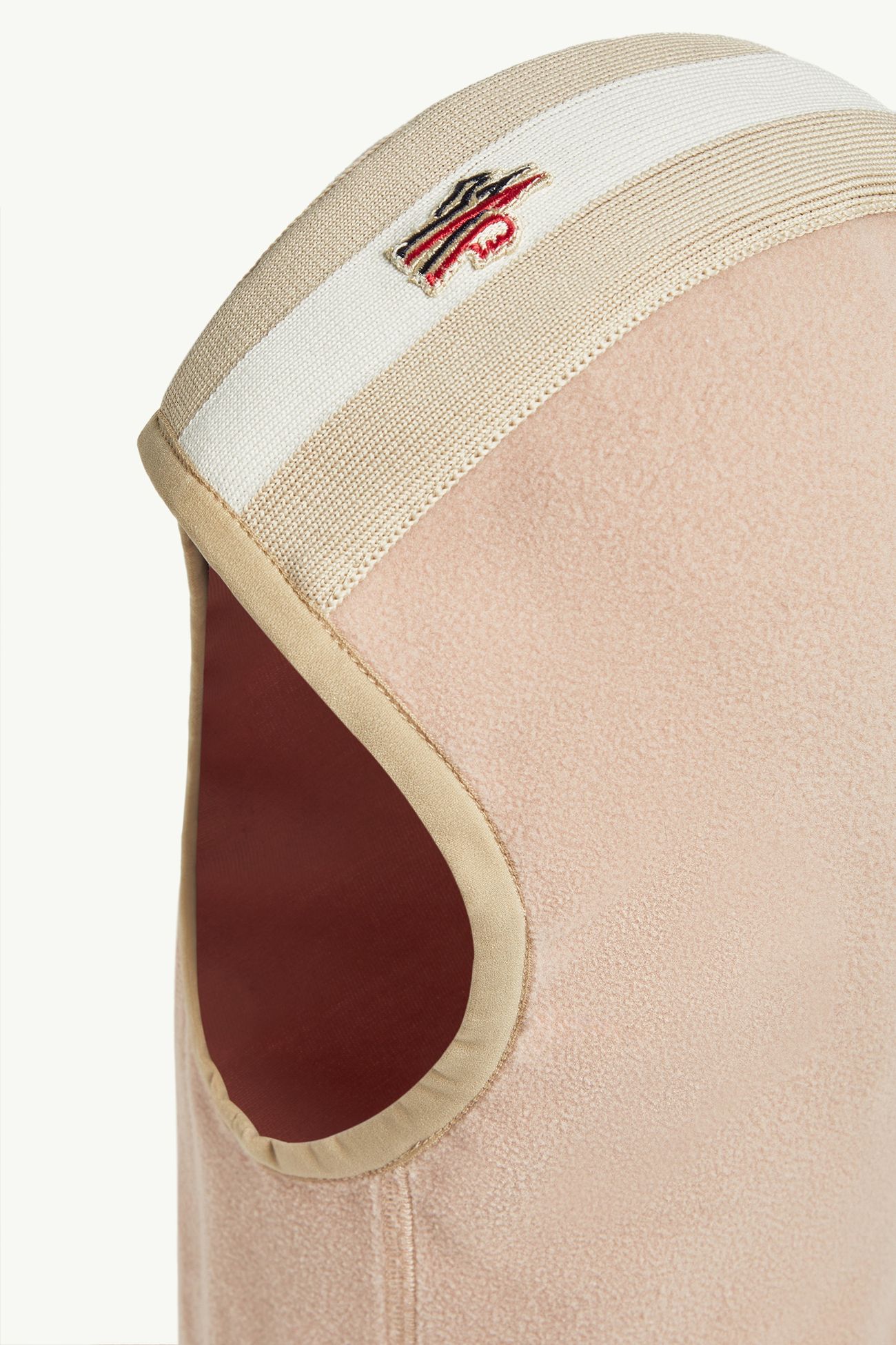Sturmhaube aus Fleece mit gestreiftem Besatz Mädchen Pink Moncler 1