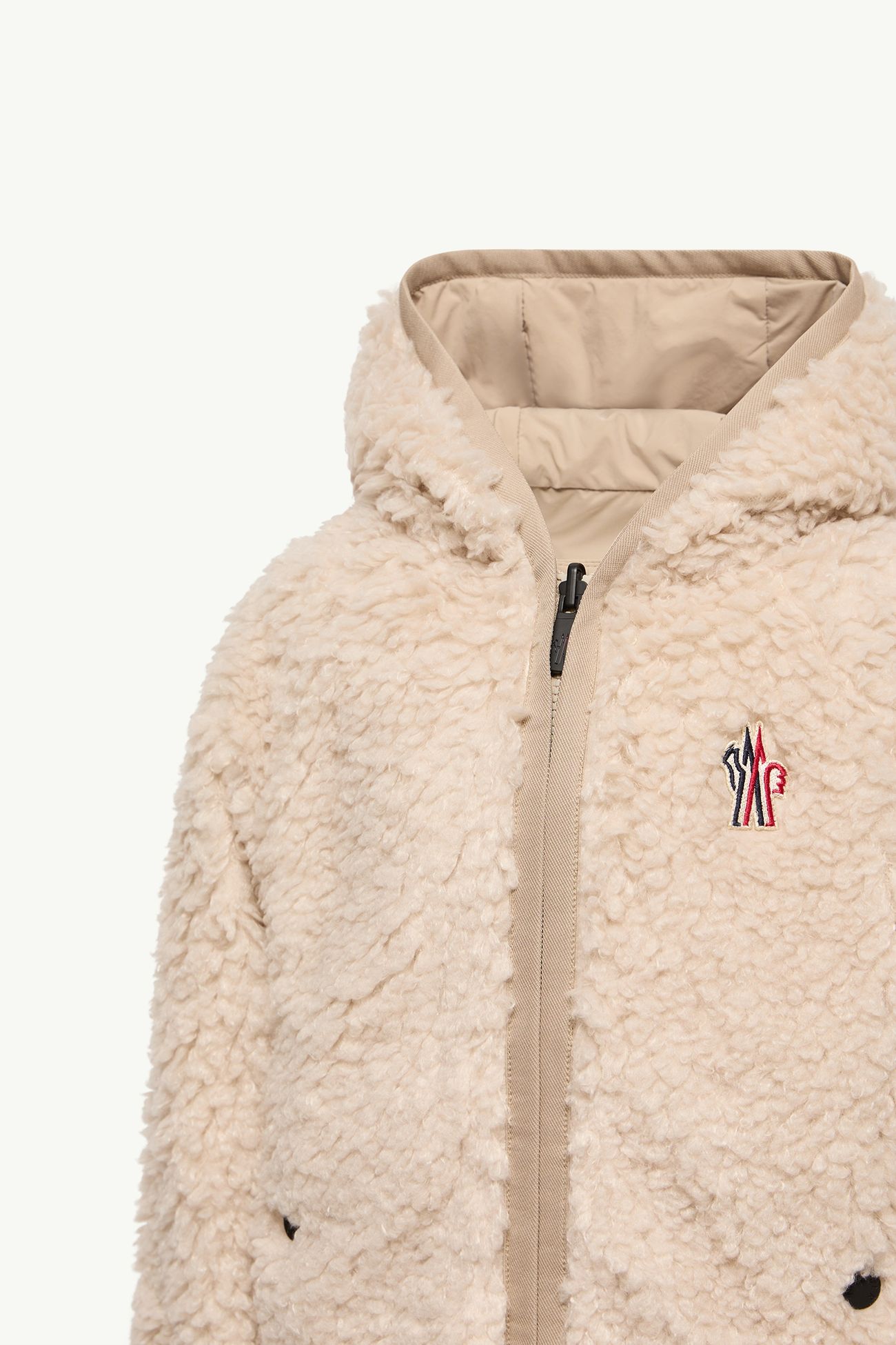 Reversible Teddy Zip-Up Hoodie Gender Neutral Light Beige Moncler 5