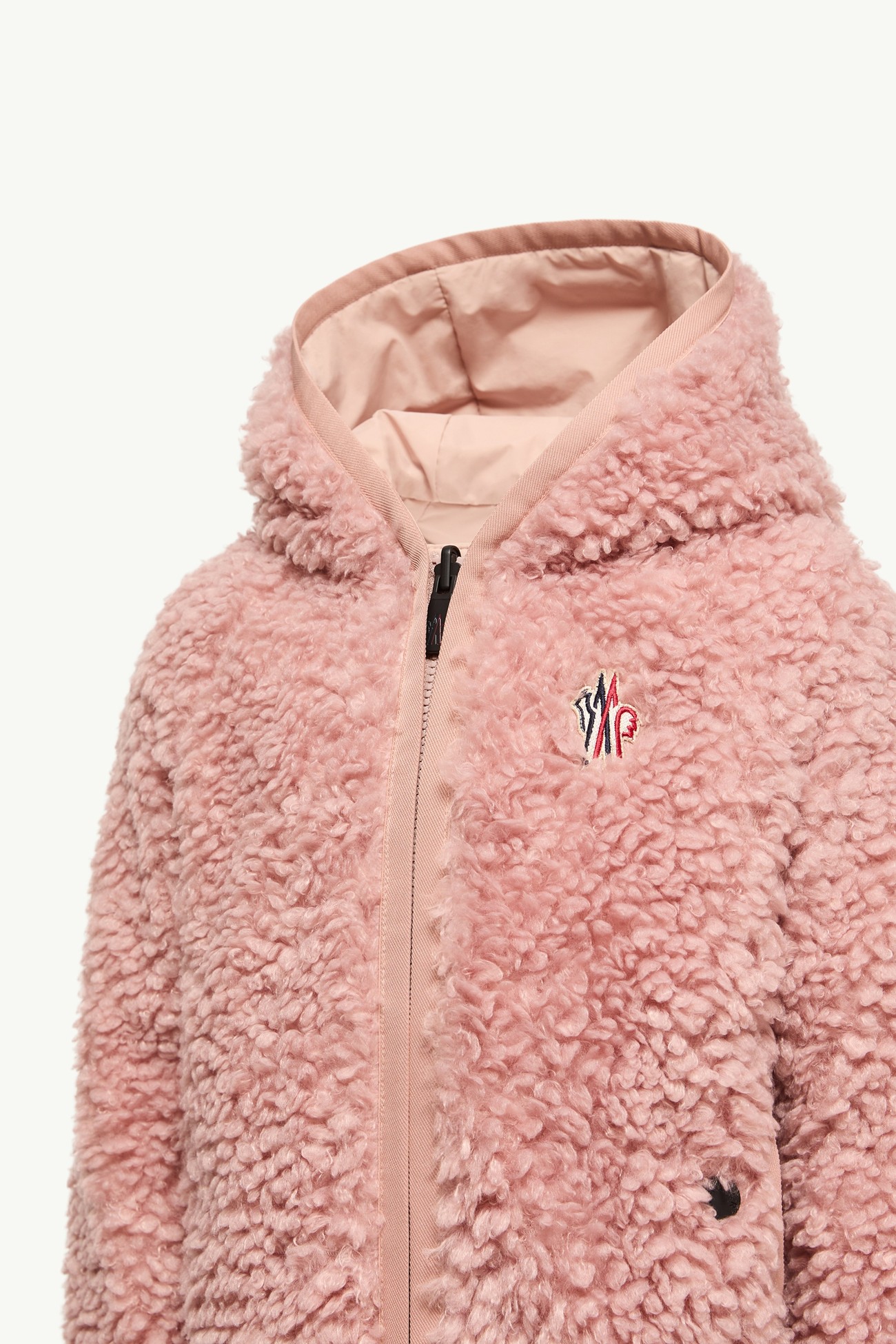 Felpa reversibile con zip in teddy Bambina Rosa Moncler 3