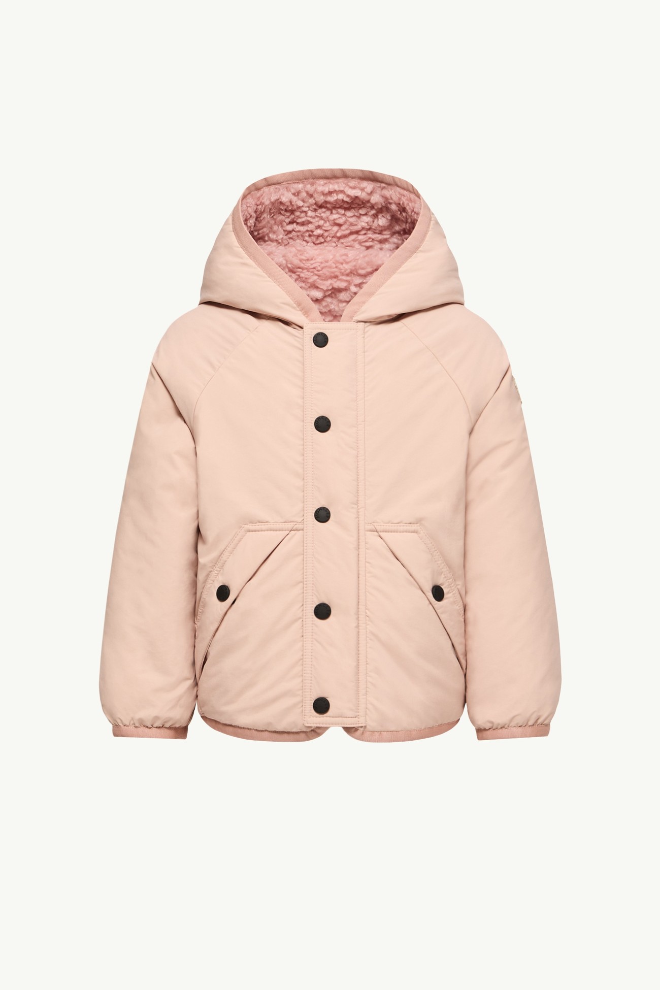 Reversible Teddy Zip-Up Hoodie Girl Rose Pink Moncler 4