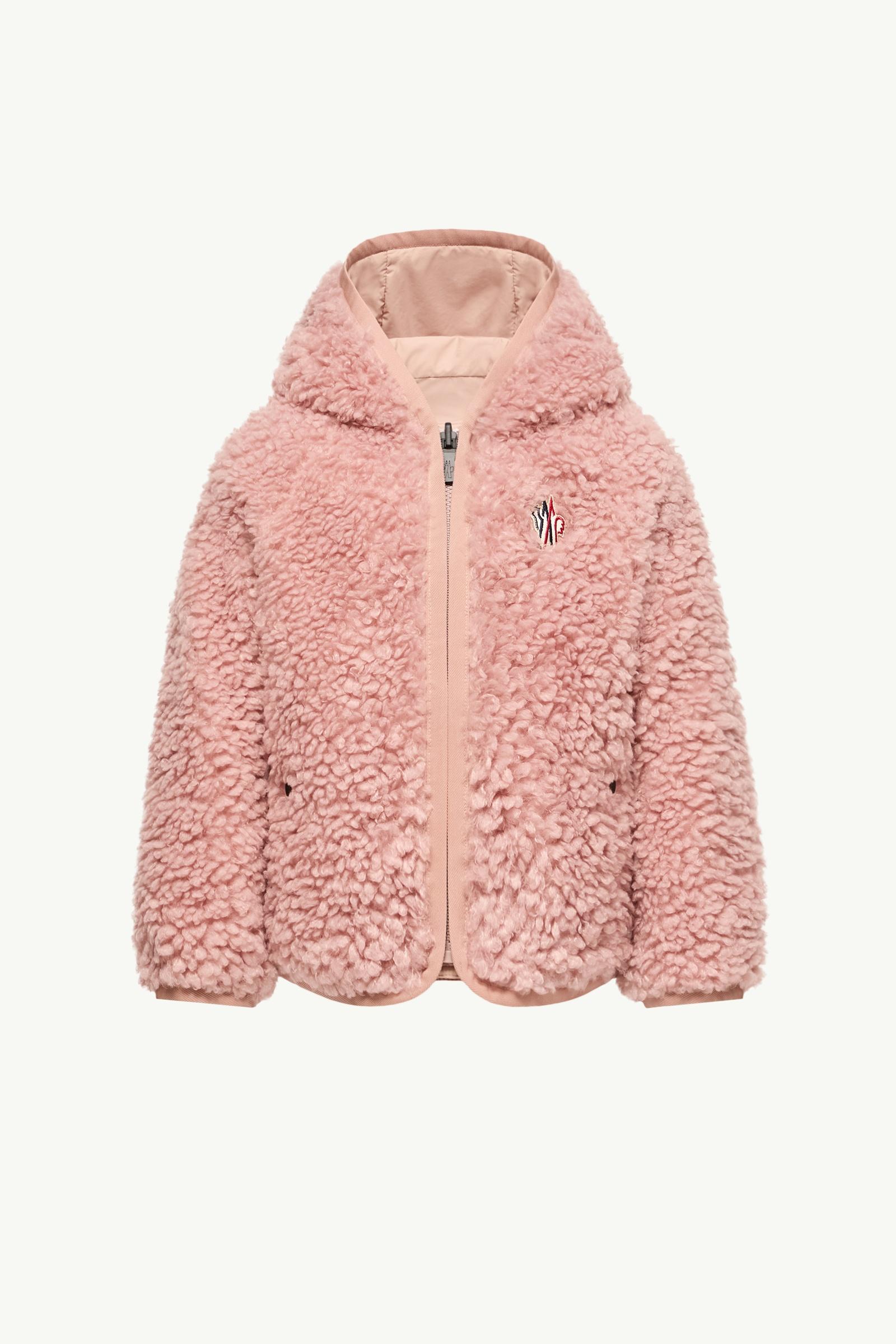 Reversible Teddy Zip-Up Hoodie Girl Rose Pink Moncler