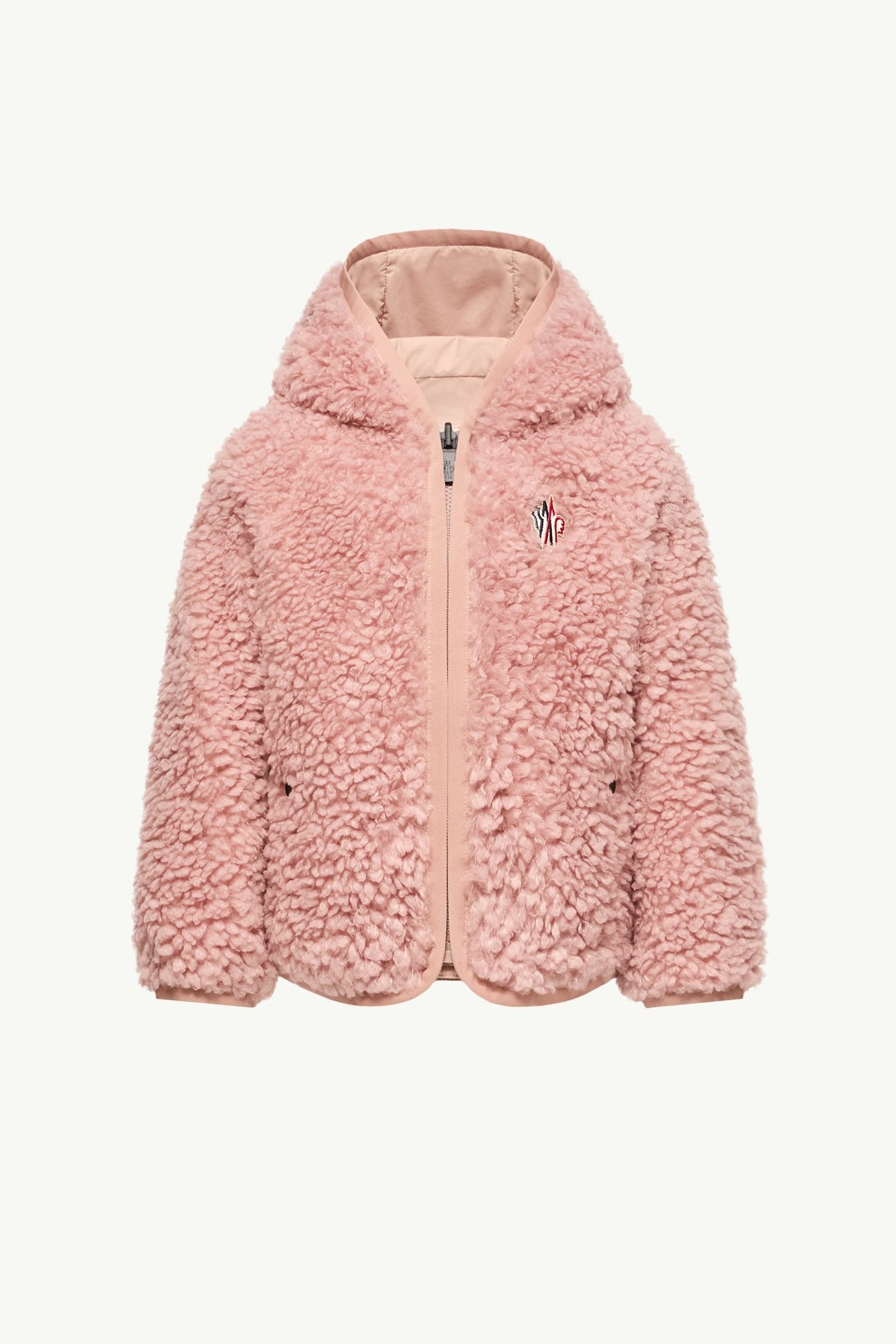 Reversible Teddy Zip-Up Hoodie Girl Rose Pink Moncler 0