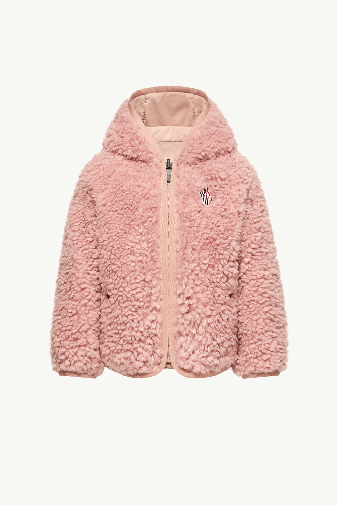 Wendbarer Teddy-Kapuzenpullover mit Reißverschluss Mädchen Pink Moncler 0