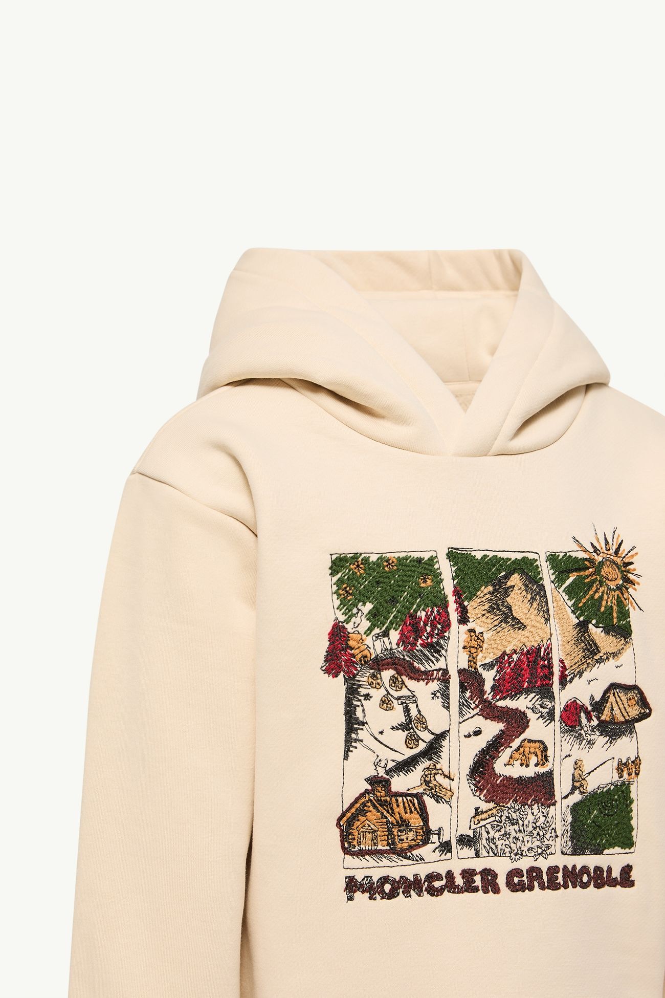 Kapuzenpullover aus Baumwollmischung mit Bergmotiv Jungen Weiß-Elfenbein Moncler 1