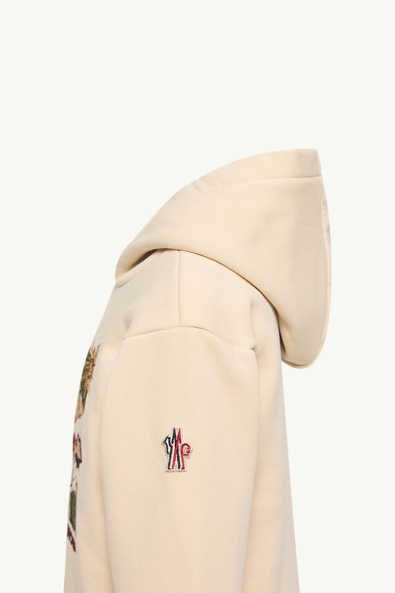 Sudadera con capucha de mezcla de algodón con motivo de montaña Niño Blanco Marfil Moncler 2