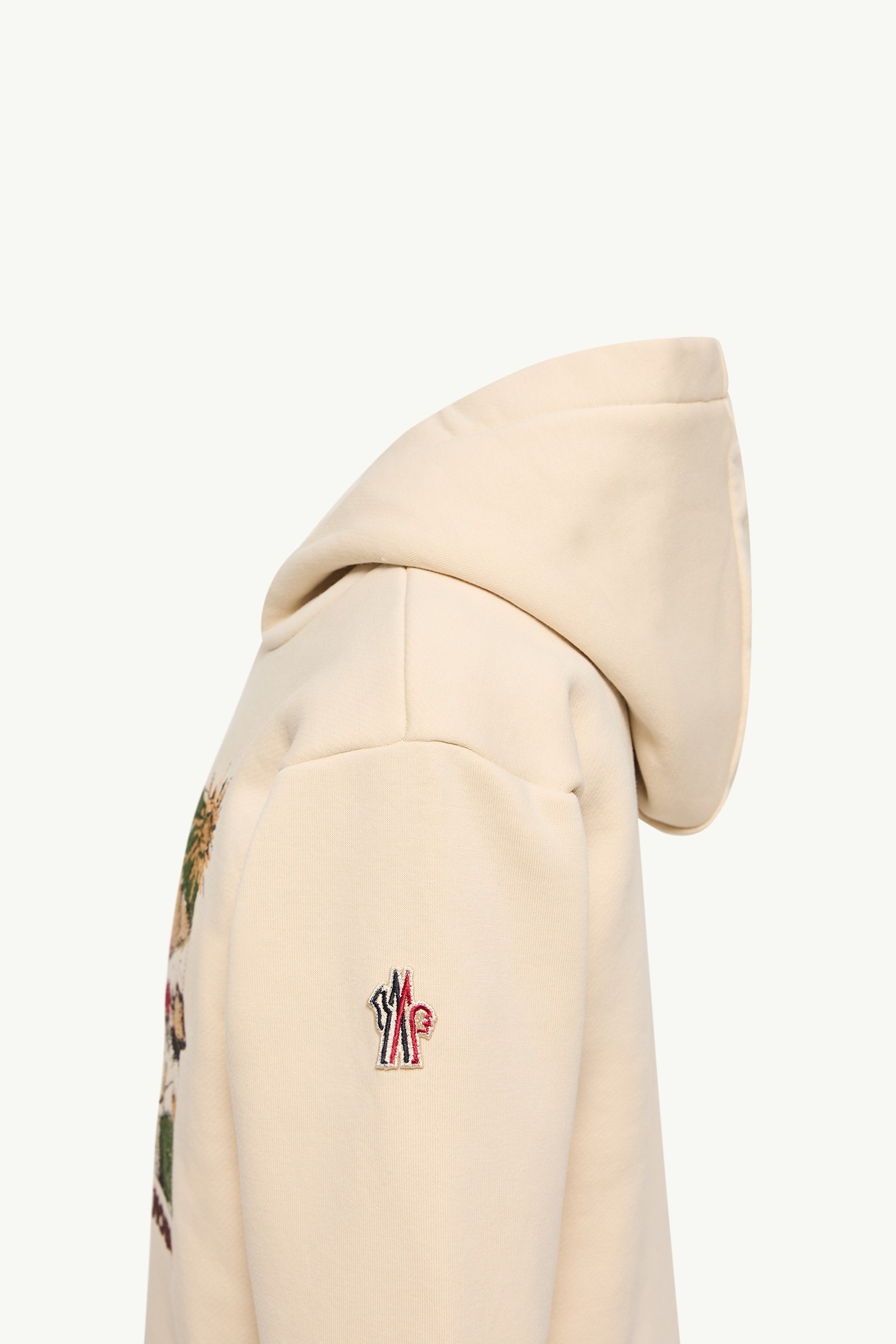 Sudadera con capucha de mezcla de algodón con motivo de montaña Niño Blanco Marfil Moncler 2