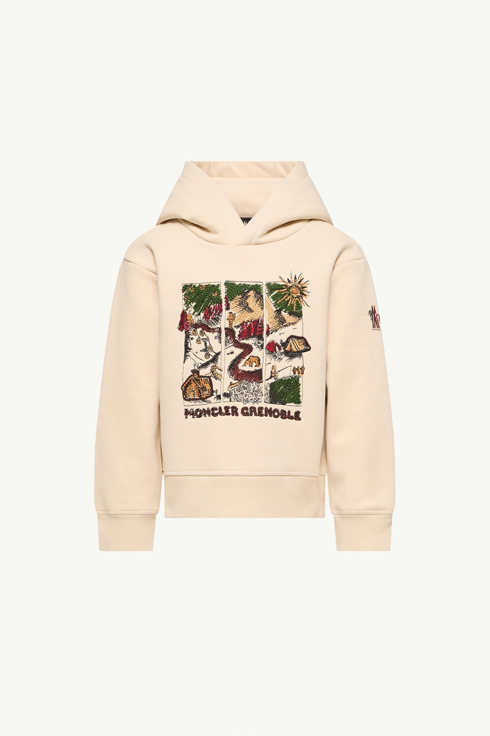 Kapuzenpullover aus Baumwollmischung mit Bergmotiv Jungen Weiß-Elfenbein Moncler, 1 of 0