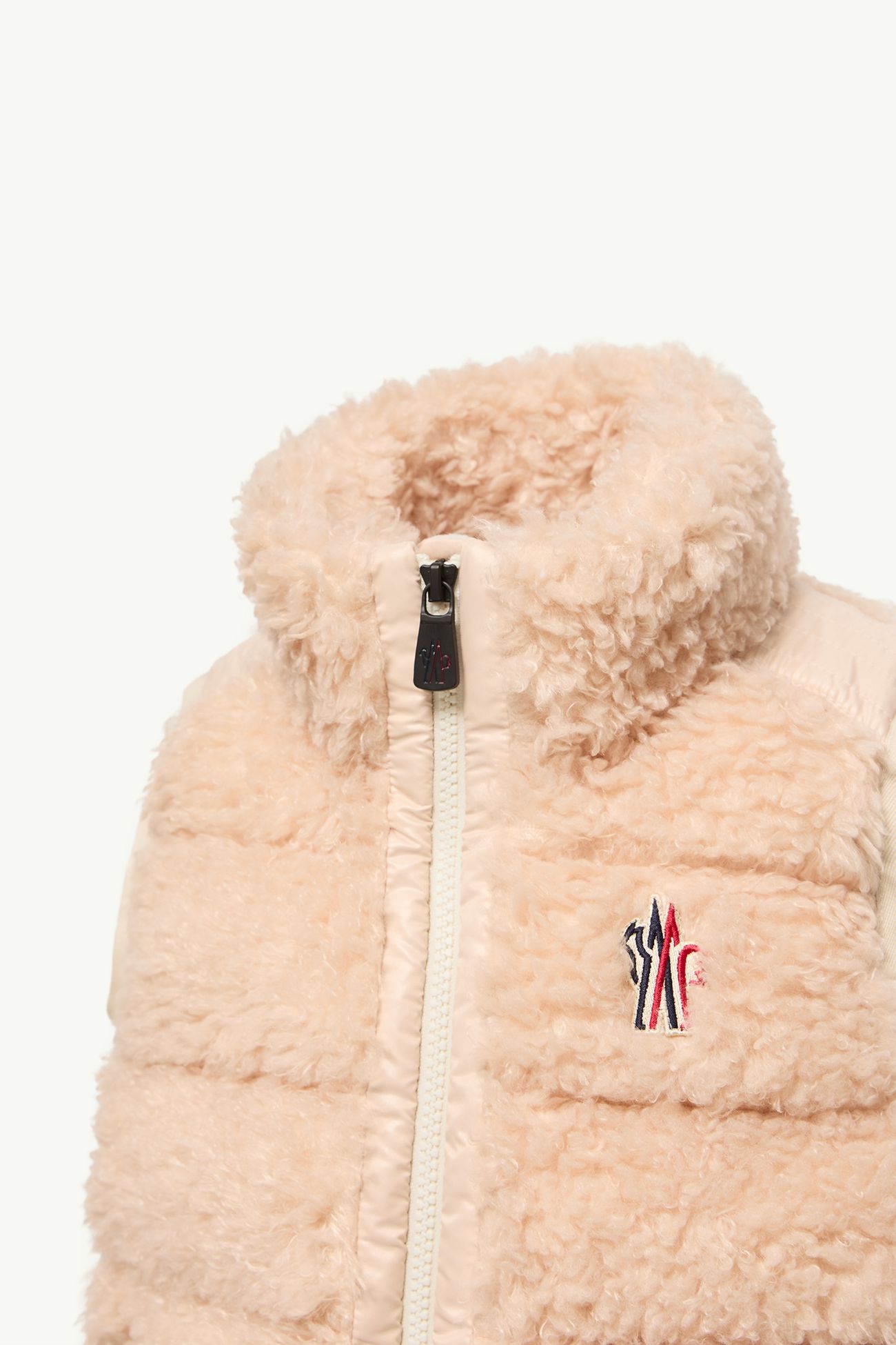 Gilet imbottito effetto teddy Bambina Rosa Chiaro Moncler 1