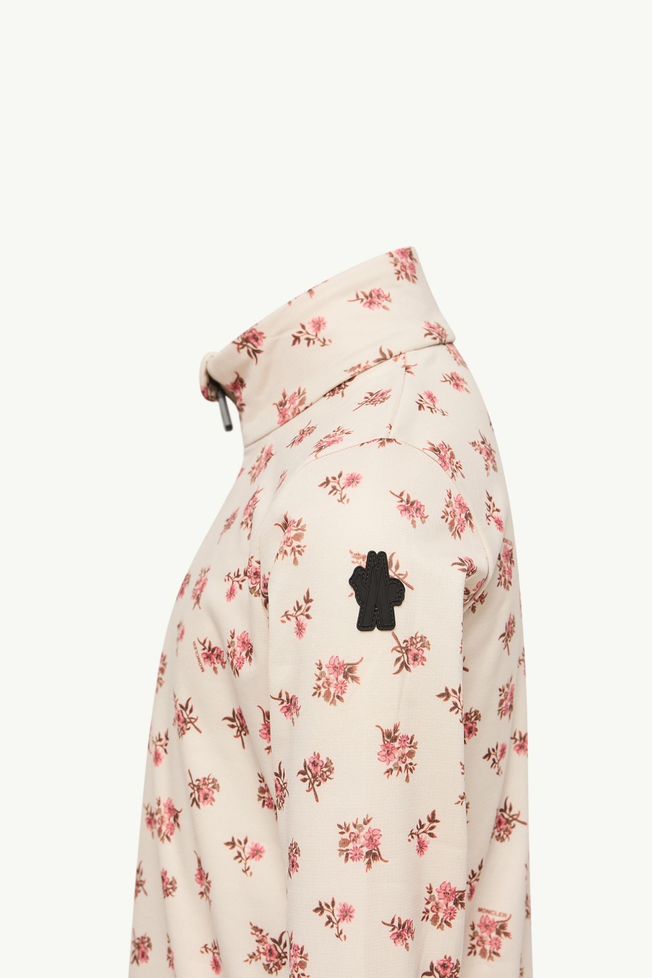 Blumen-Rollkragenpullover mit halbem Reißverschluss Mädchen Weiß & Pink Moncler 1