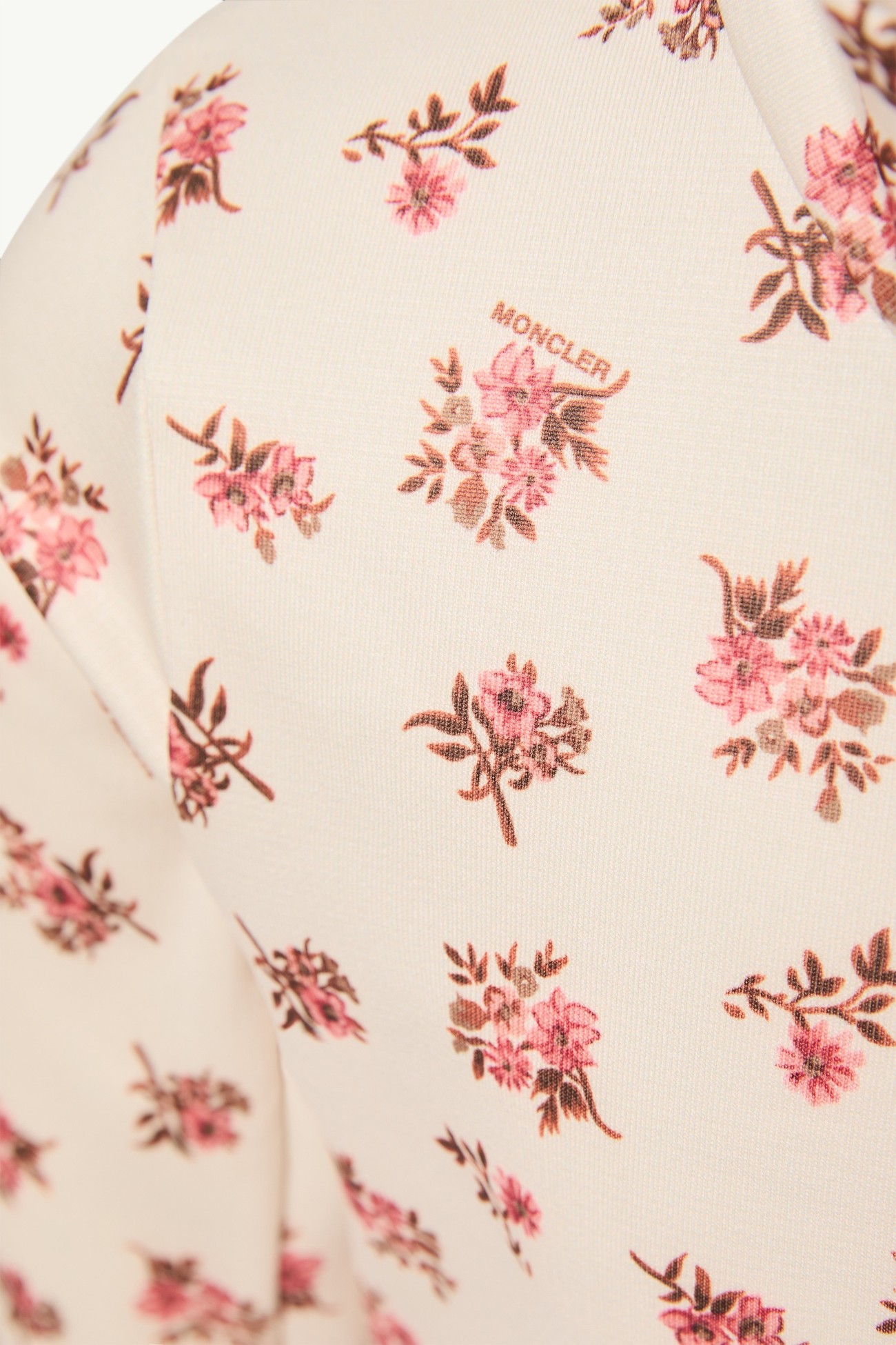 Floral Half-Zip Polo Neck Girl White & Pink Moncler 3