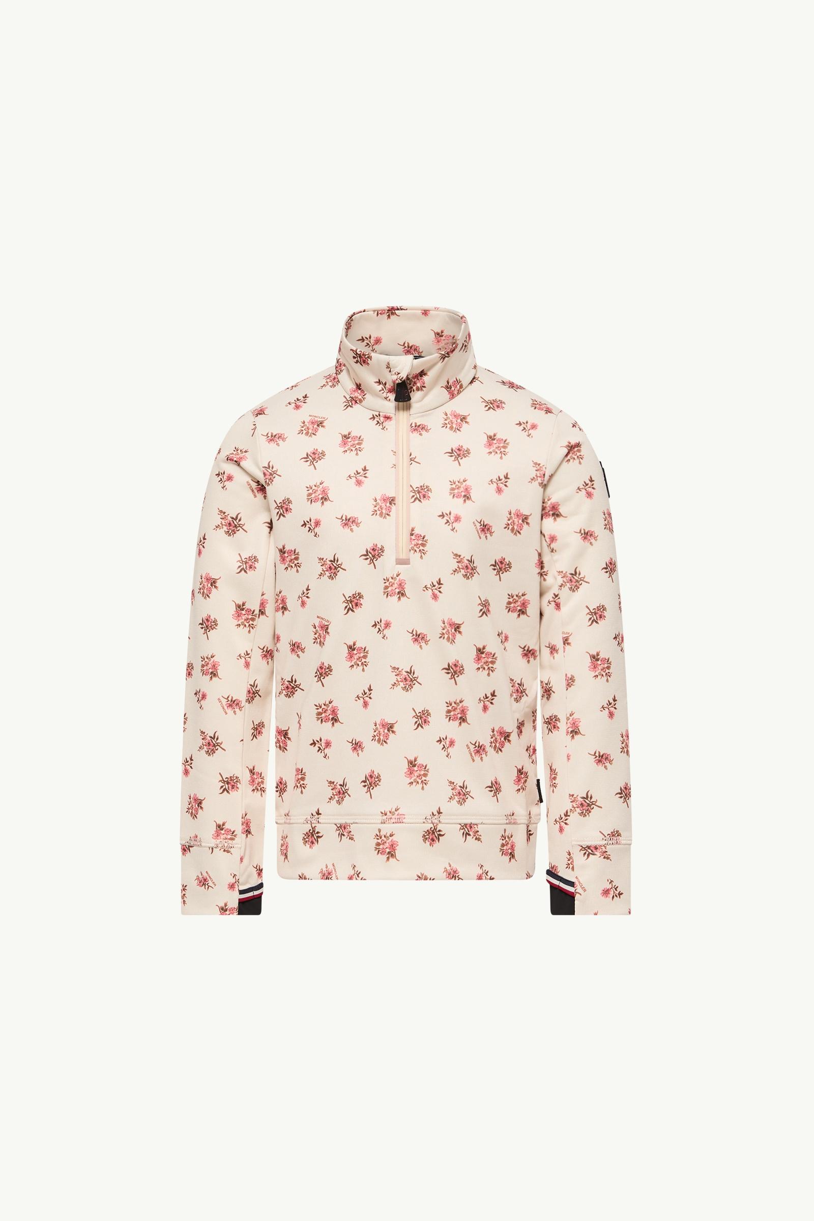 Floral Half-Zip Polo Neck Girl White & Pink Moncler, 1 of 0