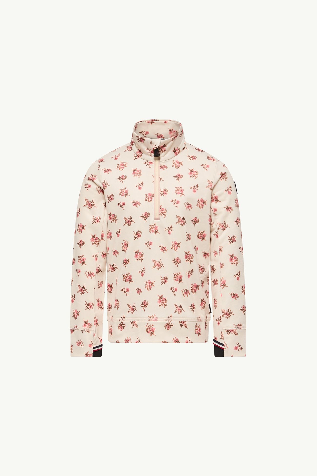 Floral Half-Zip Polo Neck Girl White & Pink Moncler 0