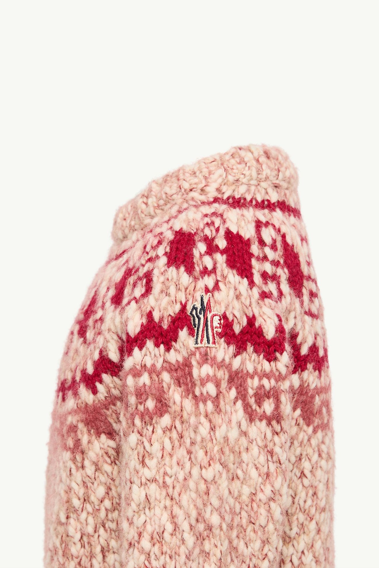 Jersey de mezcla de lana y jacquard geométrico Niña Rosado Moncler 1