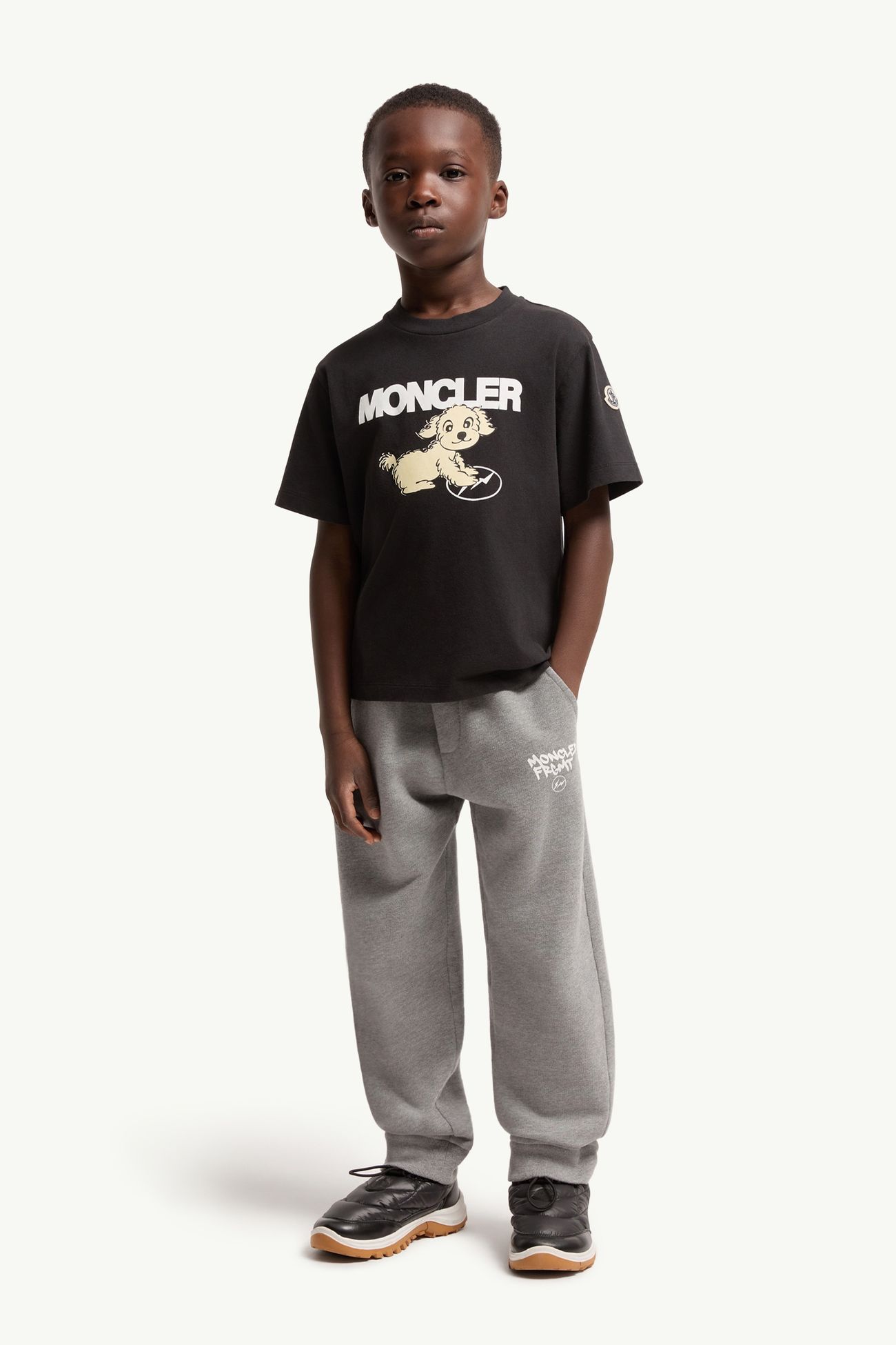 Moncler x FRGMTmini Print Dog T-Shirt Boy Black Moncler 0