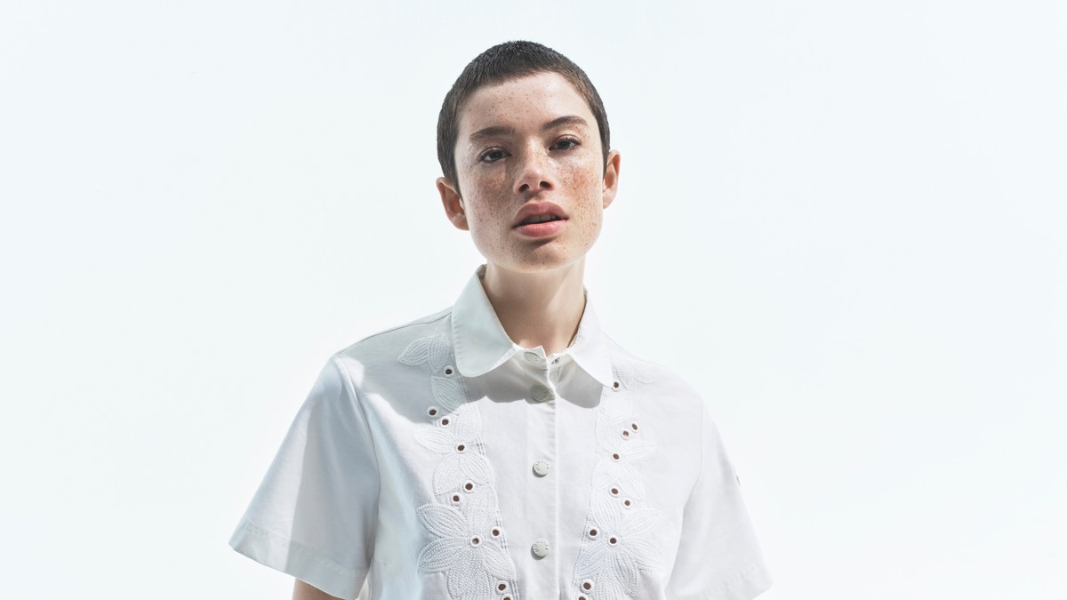 Moncler Women's Embroidered White Shirt Dress