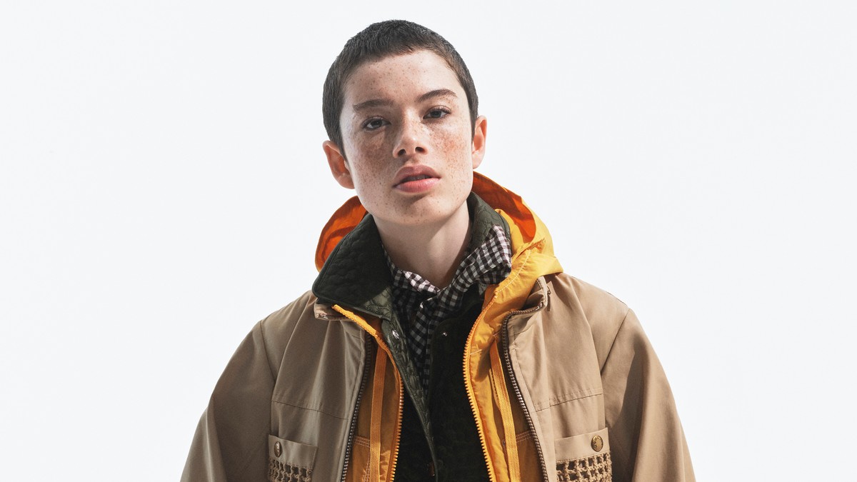 Moncler 女士 Bougain 米色斜纹连帽夹克