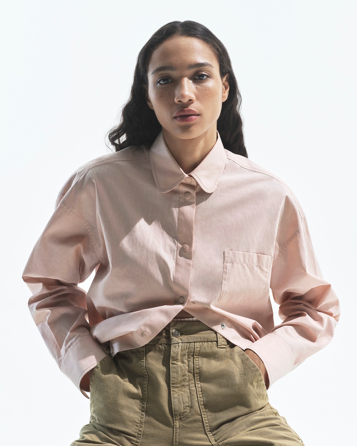 Chemisier in Coton Rose à Manches Longues pour Femme Moncler