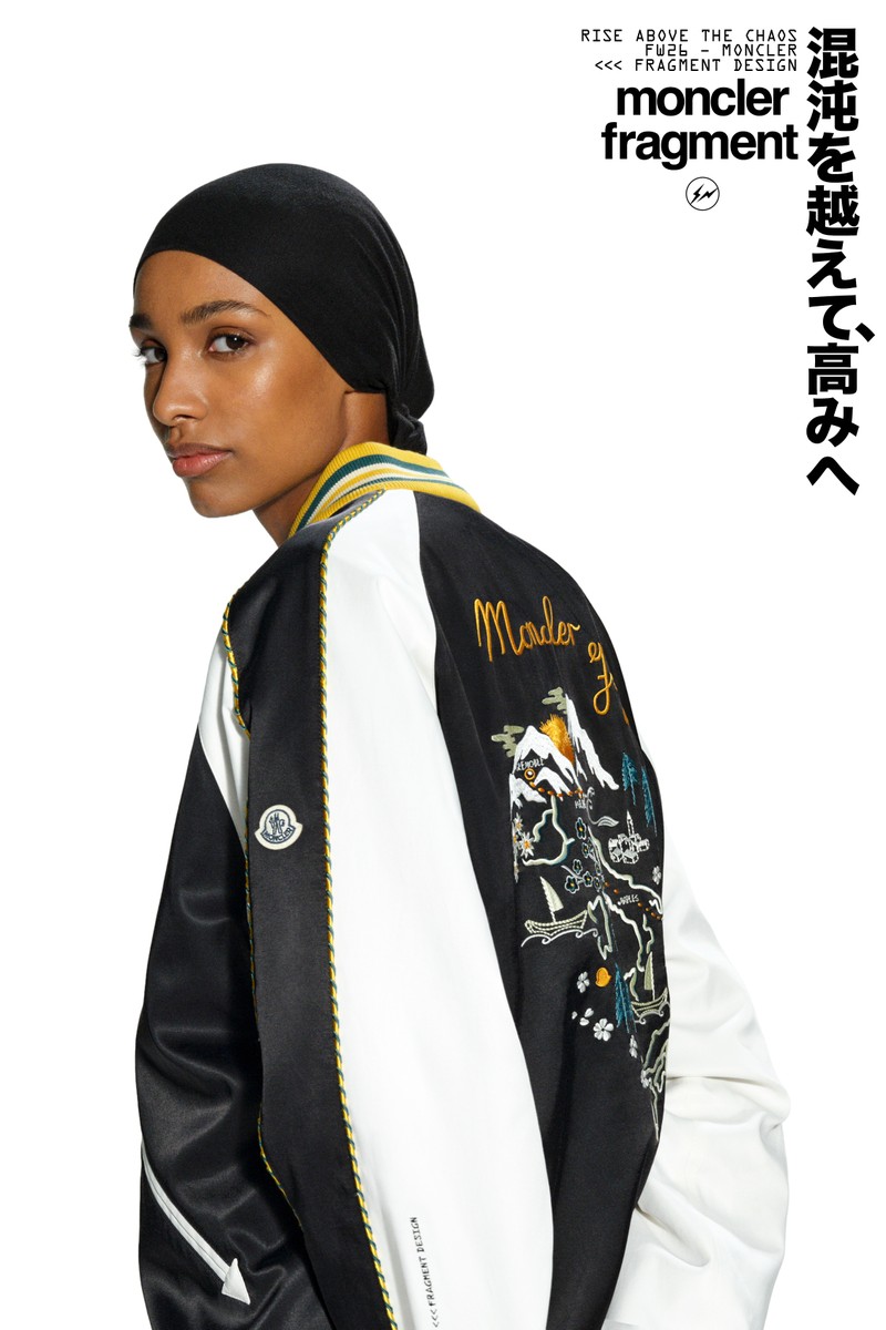 Moncler x Fragment:格紋外套、刺繡飛行外套、黑色麂皮鞋、童裝、T恤。