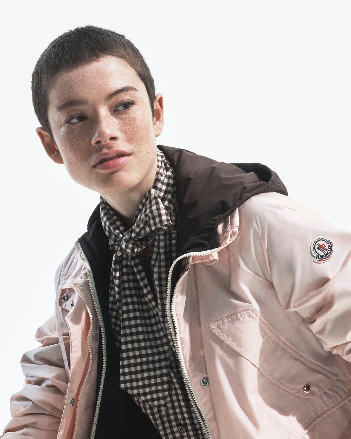 Moncler 女士 Reghena 粉色中长款派克大衣