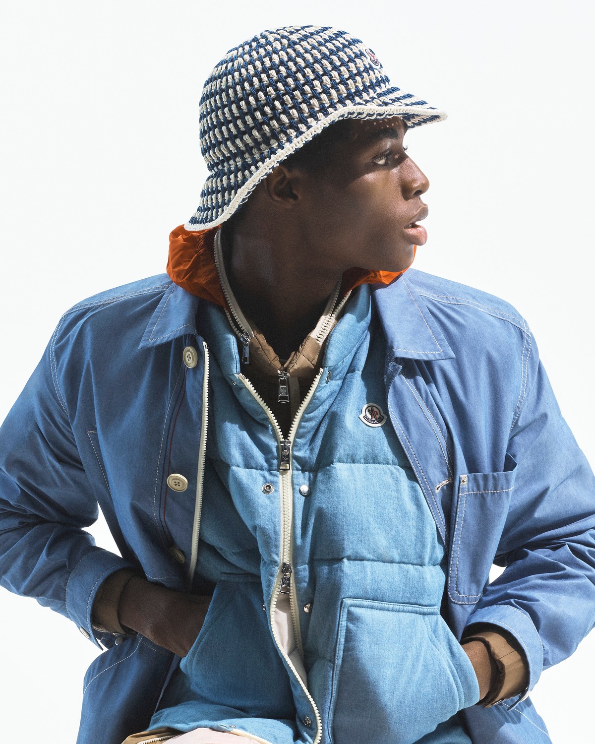 Moncler Men's Elorn Powder Blue Chambray Shirt Jacket