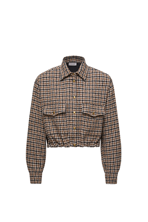 Check Wool Blend Long Sleeve Shirt