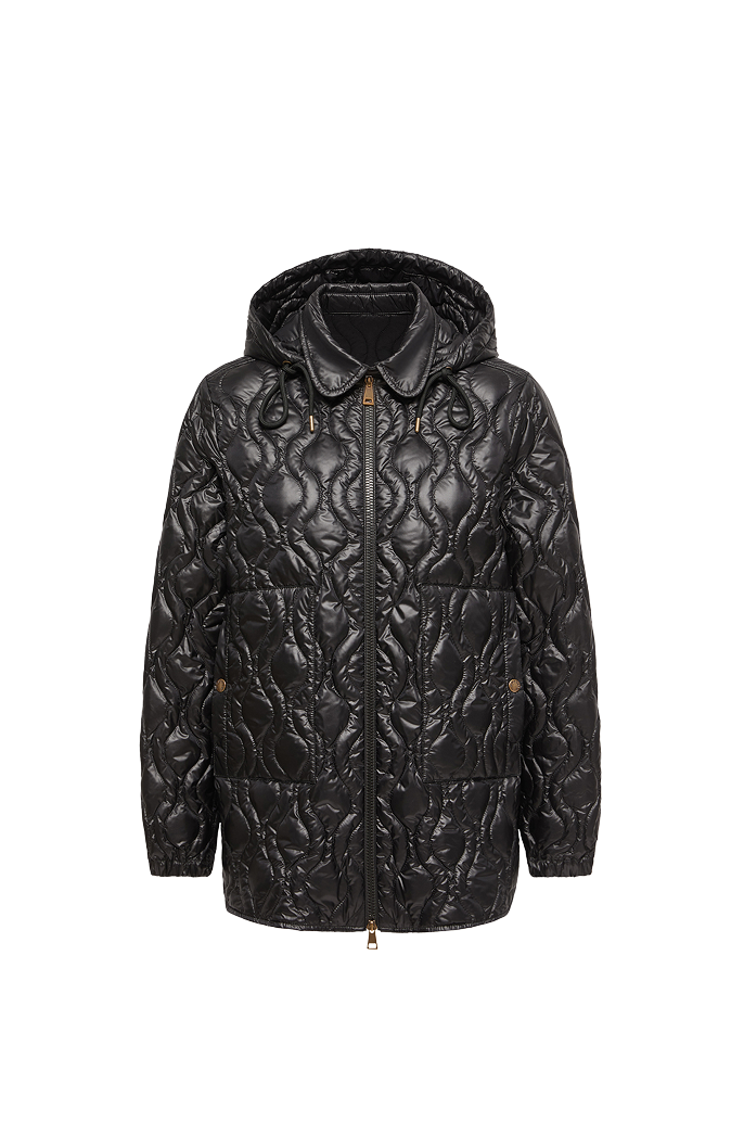Balette Geometric Quilted Mid-Length Down Jacket