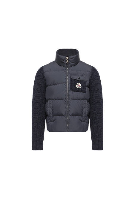 Padded Wool & Cashmere Blend Zip-Up Cardigan