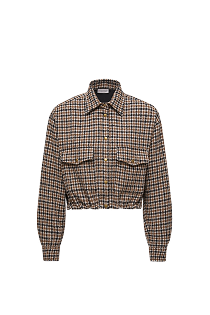 Check Wool Blend Long Sleeve Shirt