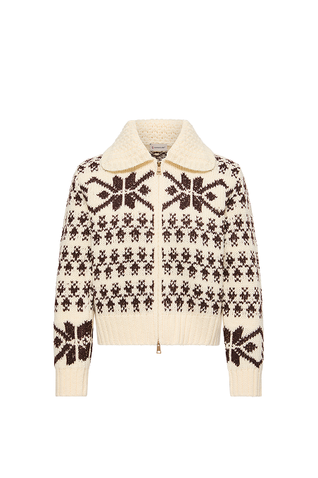 Jacquard Sequin Zip-Up Cardigan