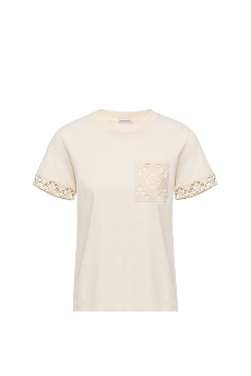 Macramé-Trimmed Cotton T-Shirt