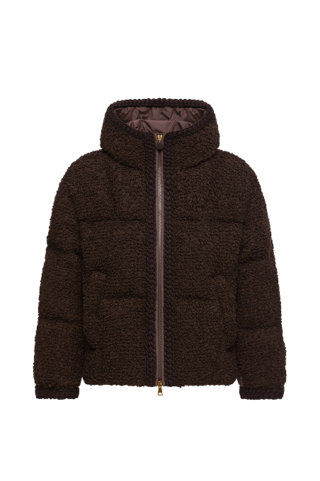 Cristallin Hooded Wool Blend Short Down Jacket