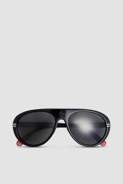 Moncler - Round-Frame Leather-Trimmed Acetate Polarised Sunglasses - Men -  Black Moncler