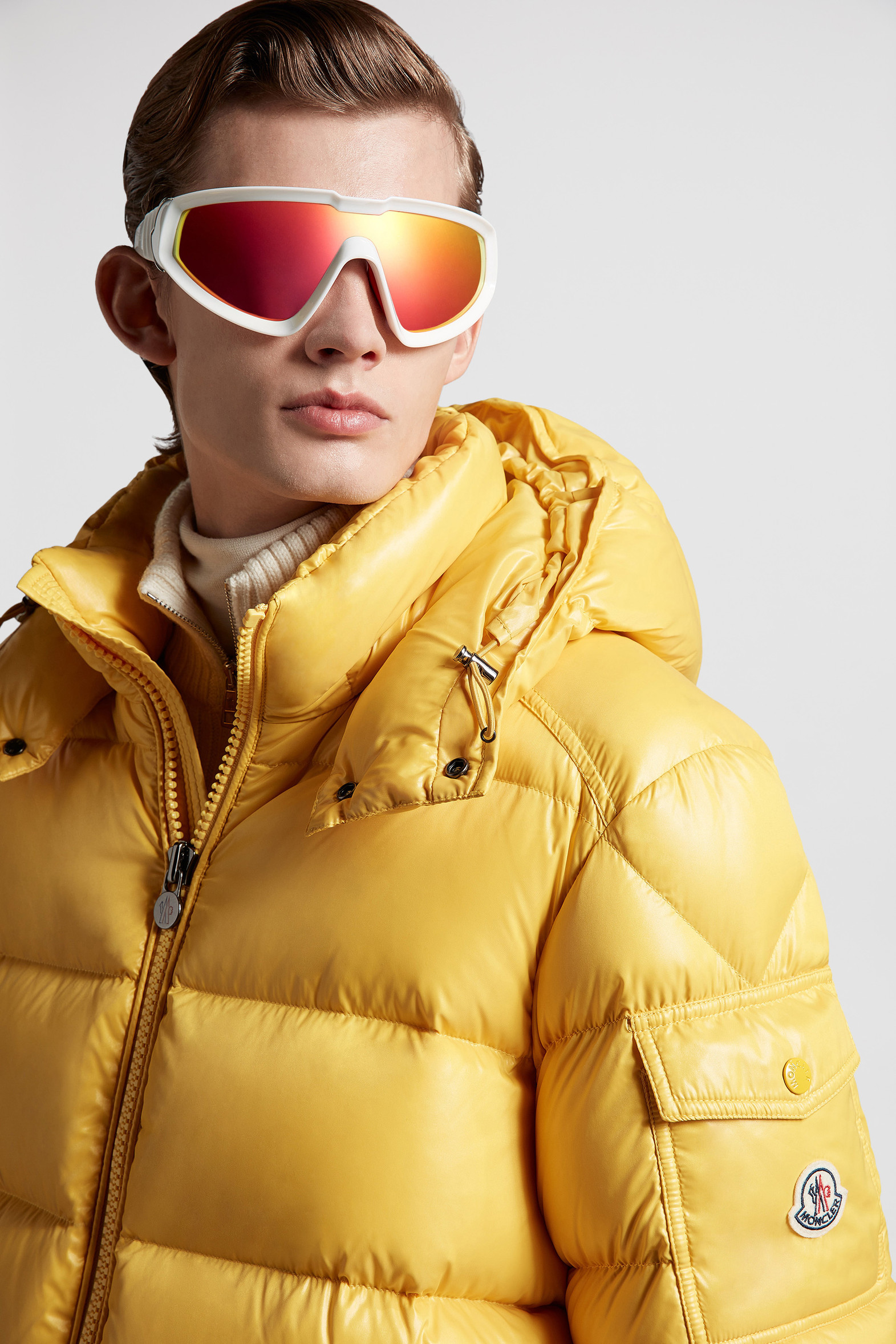 White & Brown Wrapid Shield Sunglasses Sunglasses for Men Moncler US