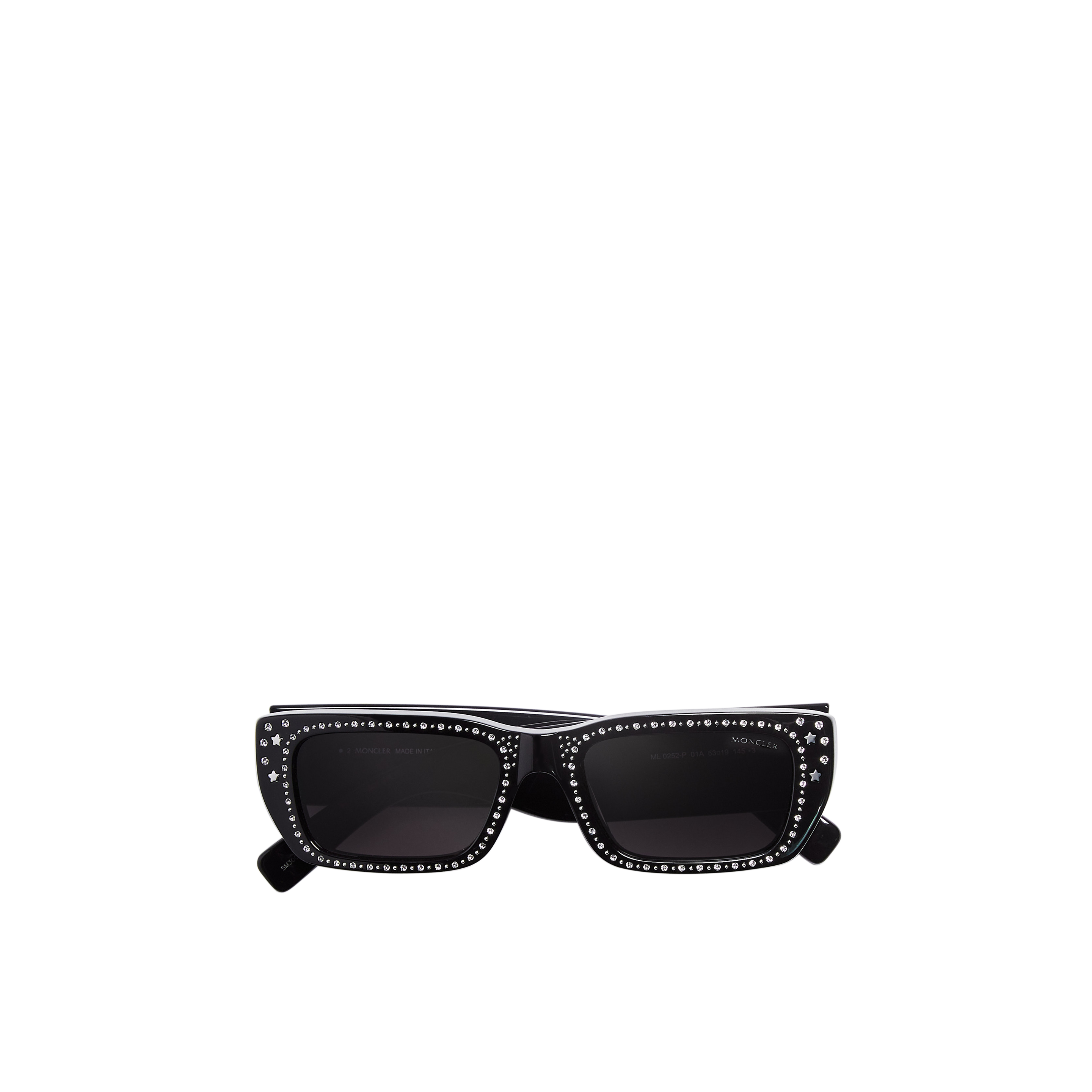 Moncler Genius Crystal-encrusted Rectangular Sunglasses In Noir