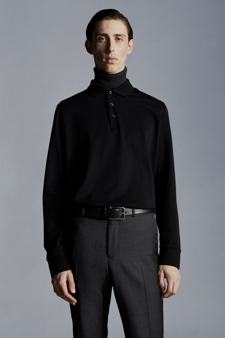 Black Long Sleeve Polo Shirt - Polos 