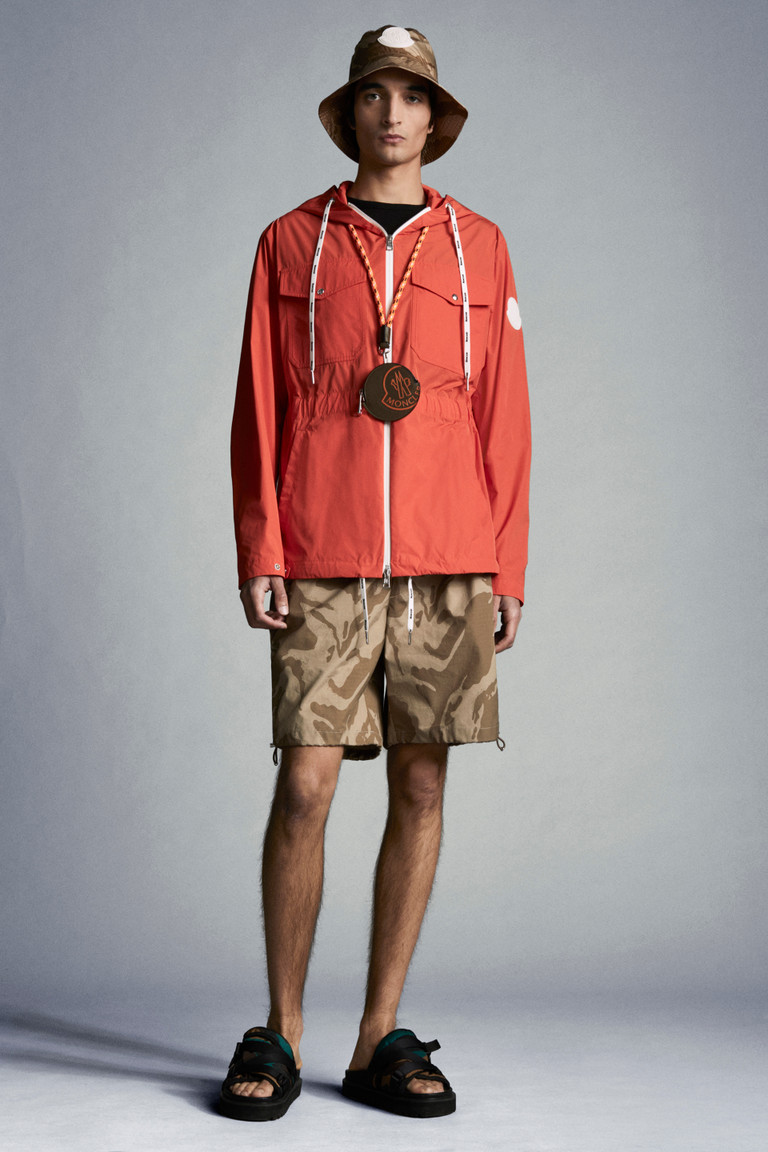 orange moncler shorts