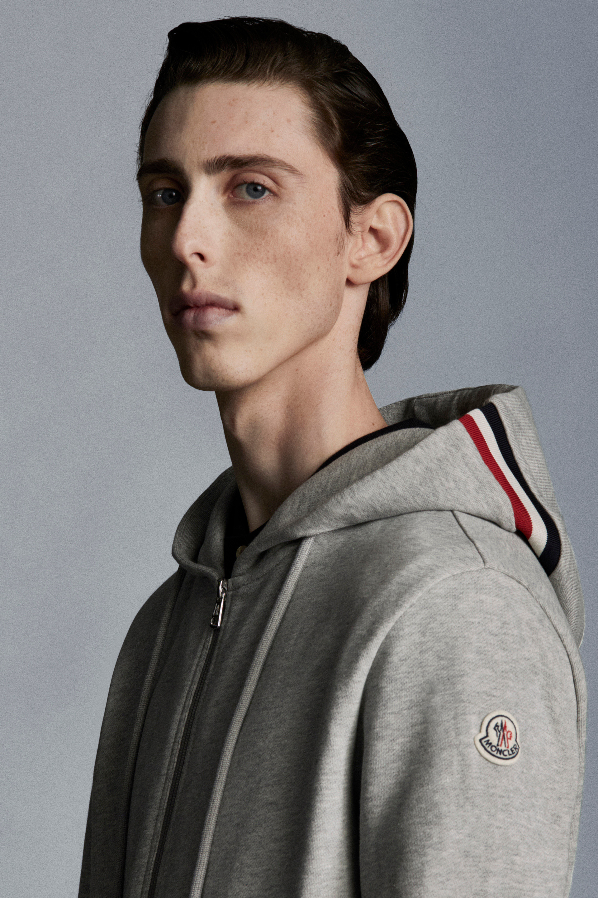 Melange Light Grey Sweatshirt With Hood Cardigans For Cut Sewn Moncler Sk