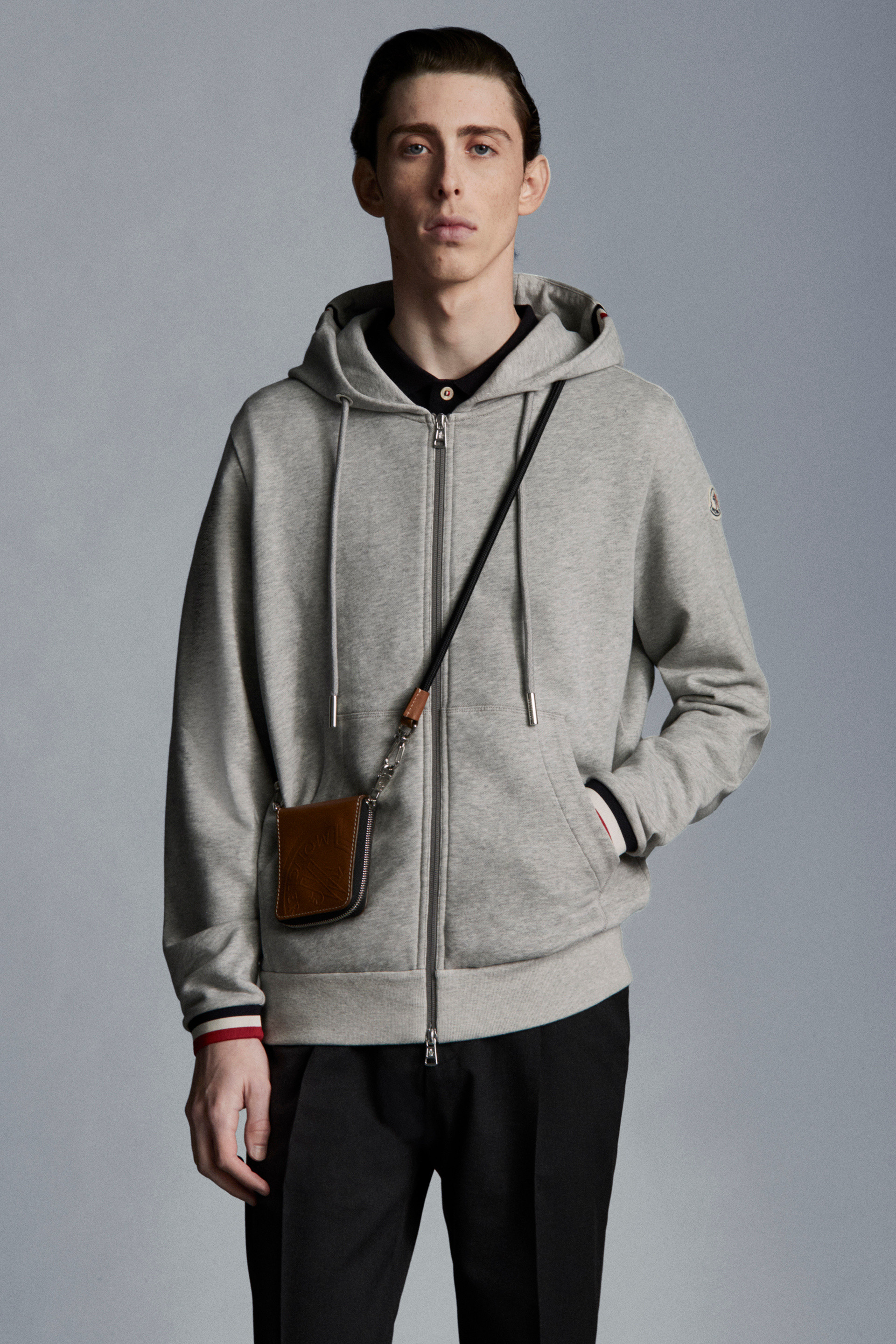 Melange Light Grey Sweatshirt With Hood Cardigans For Cut Sewn Moncler Sk