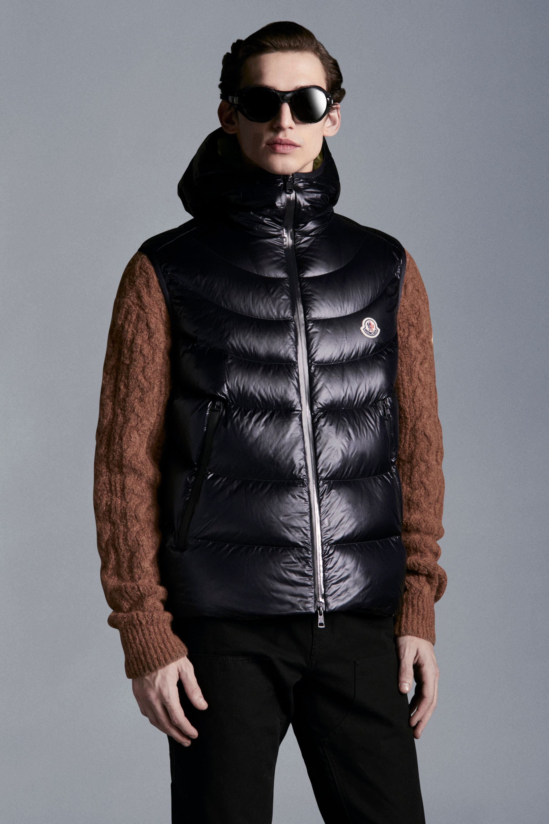 for Men Black Moncler Synthetic Demy Vest in Blue Mens Clothing Jackets Waistcoats and gilets 