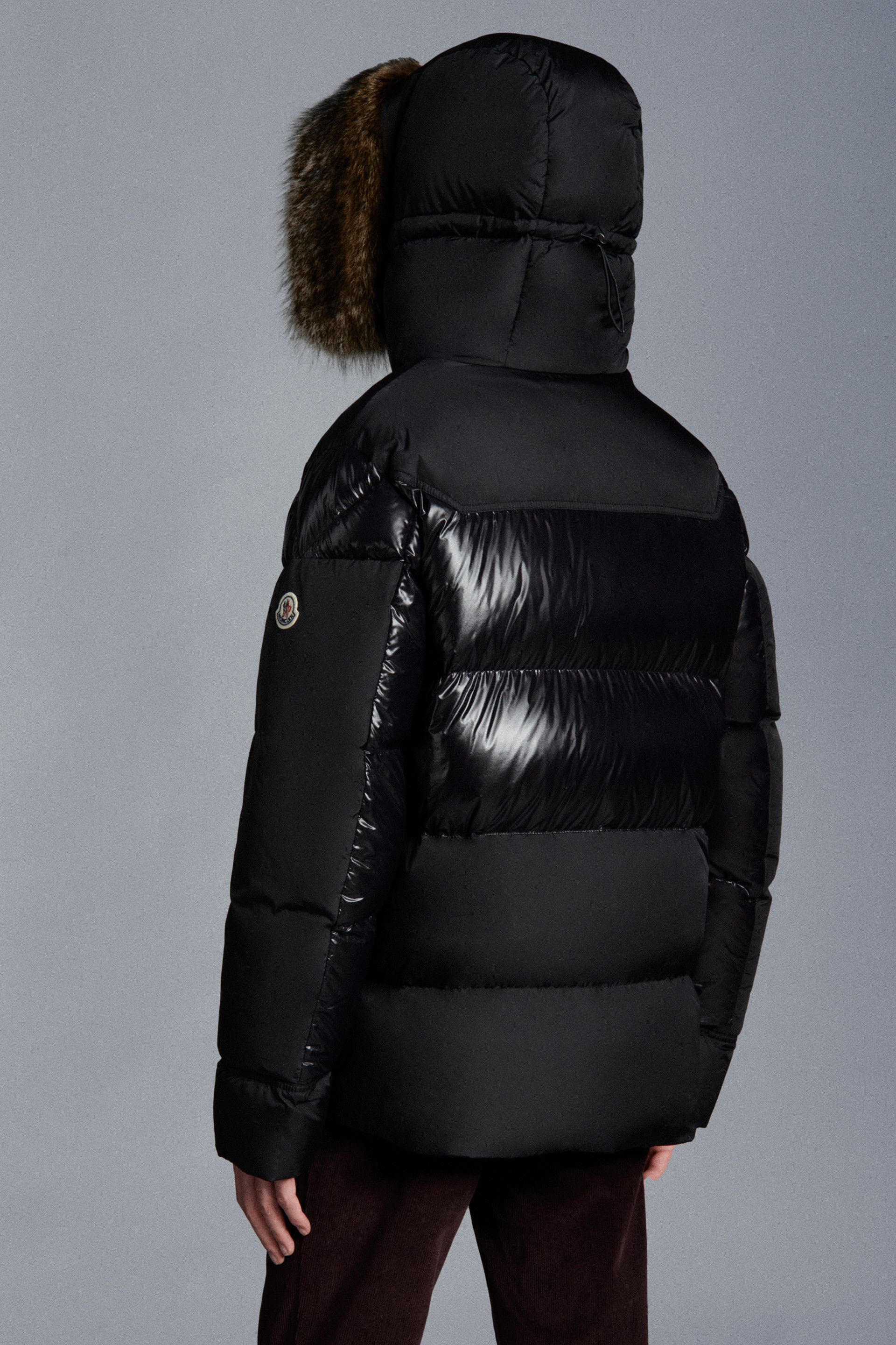 moncler black fur jacket