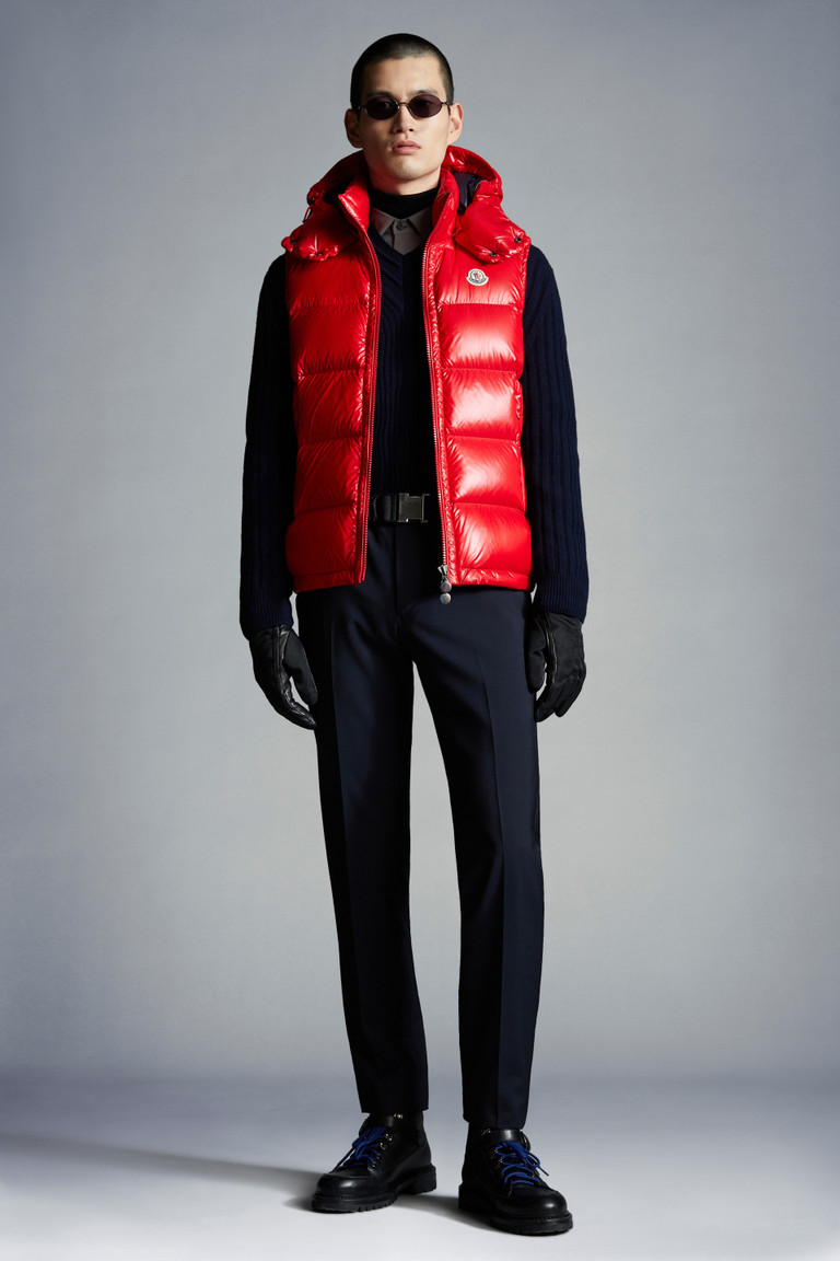 moncler gilet mens red