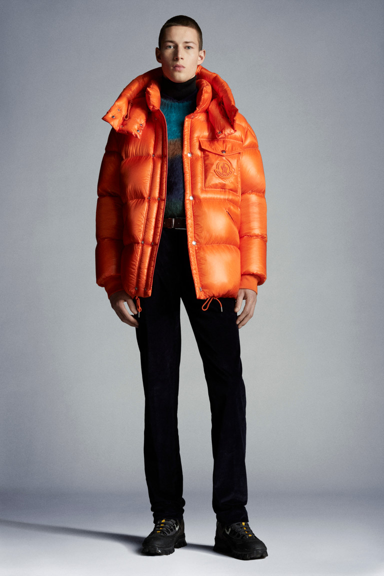 moncler orange puffer jacket