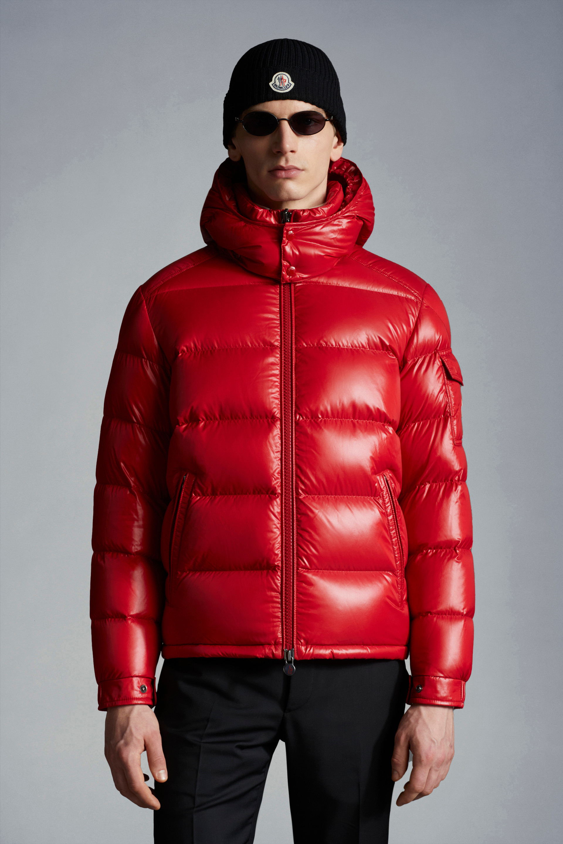 red moncler maya coat