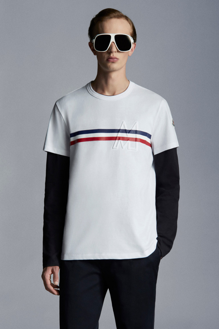 大人も着やすいシンプルファッション 新品 未使用 トリコロール Tシャツ Moncler Tシャツ カットソー 半袖 袖なし Albinofoundation Org