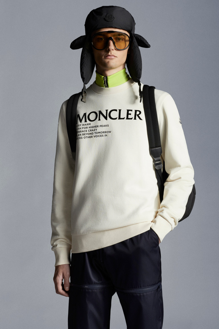 Felpa con lettering Bianco Sporco - Felpe Uomo | Moncler CH