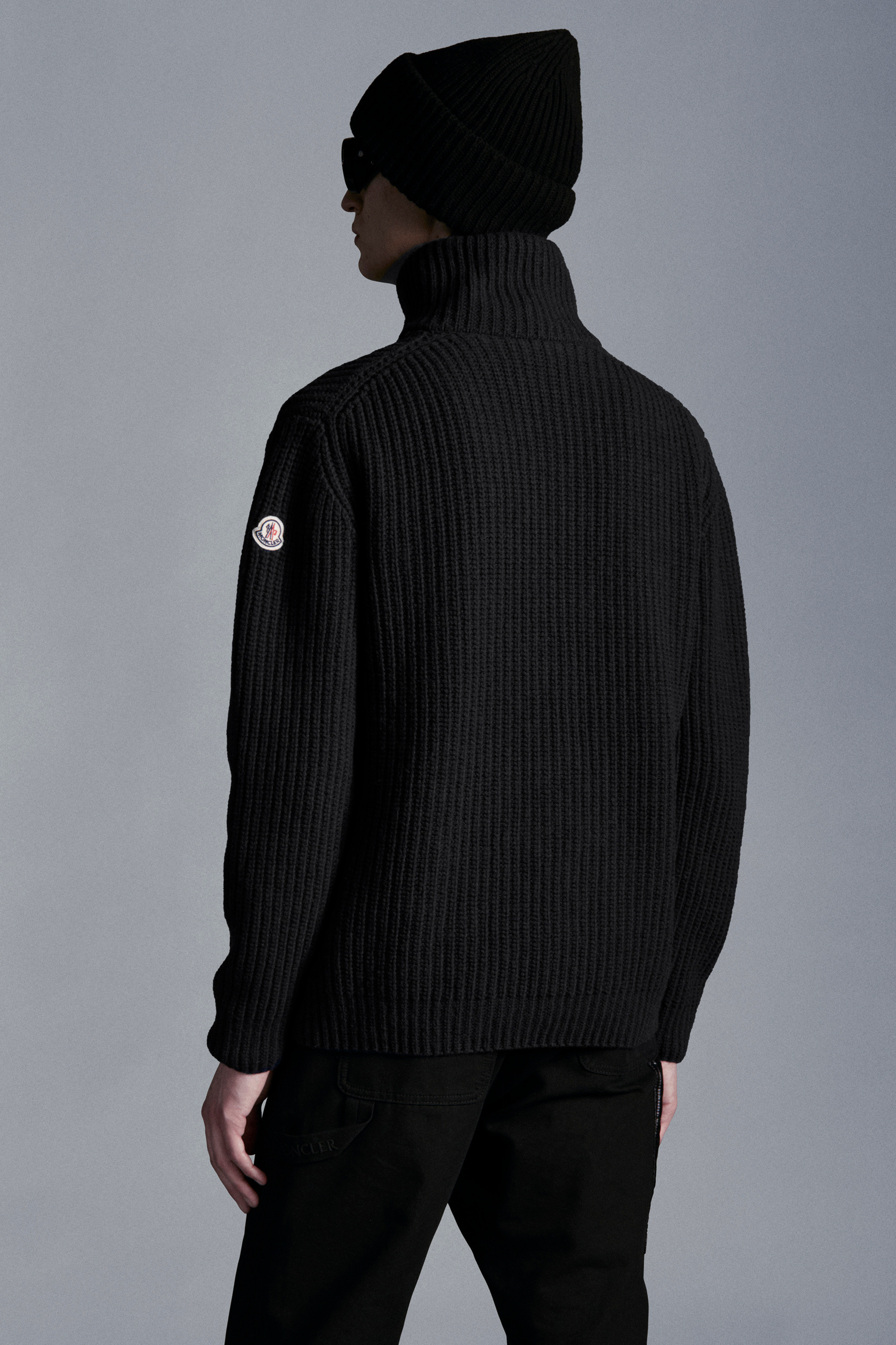 Black Rib Knit Sweater For Moncler Ch