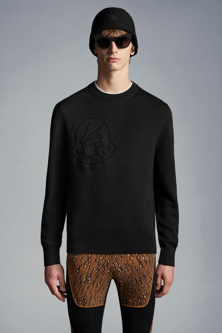 Black Jacquard Logo Sweater - Sweaters & Cardigans for Men 