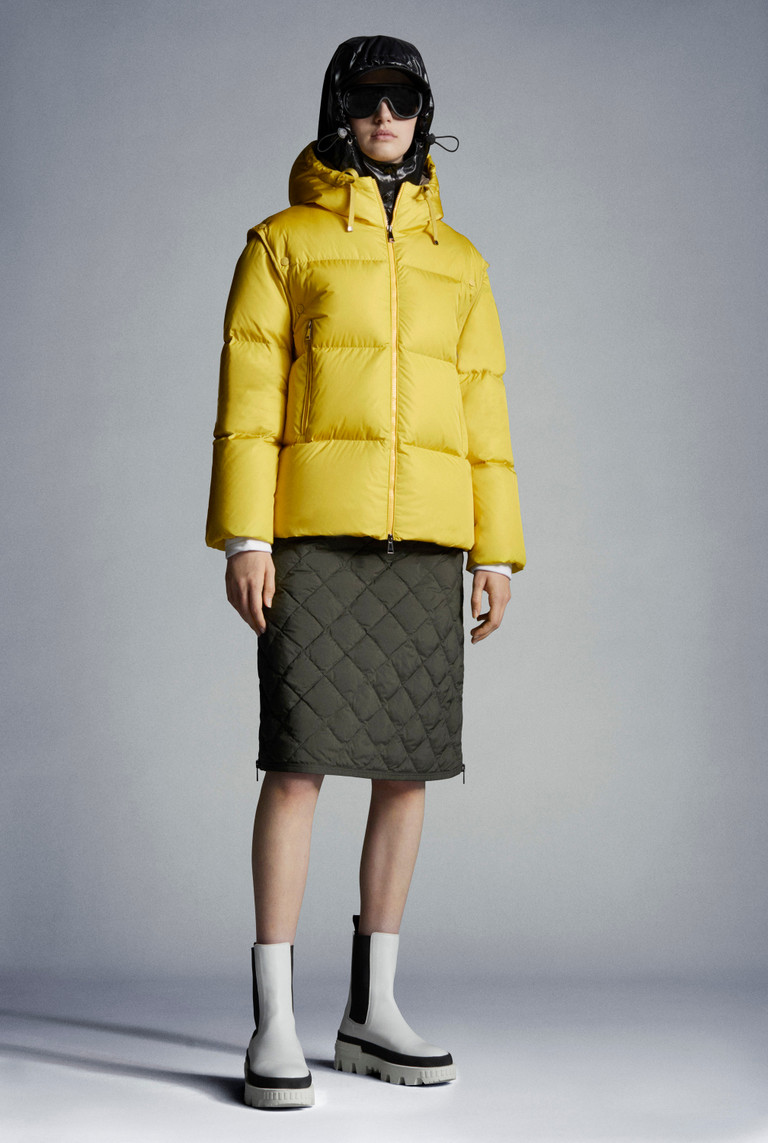 yellow moncler bubble coat